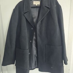 Pronto Uomo Cashmere Wool Black Pea Coat Xl